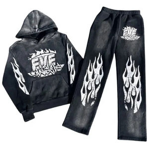 Sweat à capuche pour homme surdimensionné à motif uni avec broderie personnalisée, broderie délavée, sweat à capuche lourd pour homme, survêtement - Product Image 6