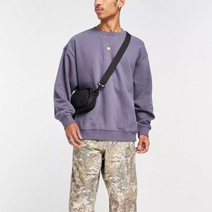 เสื้อสเวตเชิ้ตคอกลมทรงโอเวอร์ไซส์สำหรับผู้ชาย สีพื้น ผ้าฝ้ายฟลีซ สวมใส่สบายๆ สำหรับฤดูใบไม้ร่วง สามารถเลือกสีได้ตามต้องการ - Product Image 4
