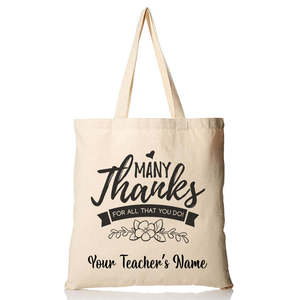 Bolsa de Tela de Algodón Personalizable con Mensaje de Agradecimiento para Profesores - Product Image 3