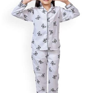 Tela de algodón para niñas Pantalón de noche transpirable con cintura elástica Estilo de estampado informal para el verano - Product Image 4