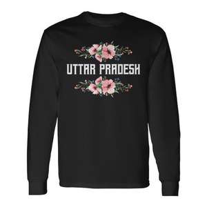 Camiseta Promocional de Manga Larga con Diseño Floral Patriótico de Uttar Pradesh, India, para Uso Personal o Grupal - Product Image 1