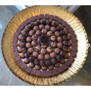 Good Quality <b>Gold</b> Metal <b>Tray</b> Unique Design Table Ware Chocolate Serving <b>Tray</b> With Floral Accent Dessert Holder Serving Platter - Product Image 6