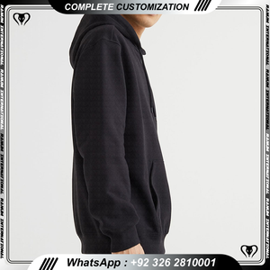 Sweat-shirt en coton épais surdimensionné de luxe 400gsm Logo personnalisé Sweat à capuche en éponge française pour hommes Hiver 460 Gsm Hoodie - Product Image 3