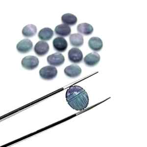 ลูกปัดสคาราบฟลูออไรต์แกะสลักด้วยมือ ขนาด 12 มม. ฟลูออไรต์ธรรมชาติ รูปทรงแมลง อัญมณีสำหรับทำเครื่องประดับ - Product Image 1