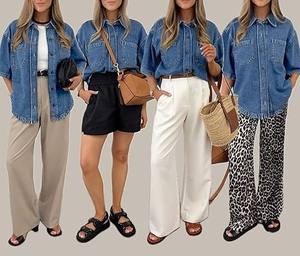 Camisa de Mezclilla Ecológica para Mujer, 100% Algodón Orgánico, Elegante, Manga Larga, Diseño Bordado, Impresión Digital, Lavado Claro, Corte Regular - Product Image 2