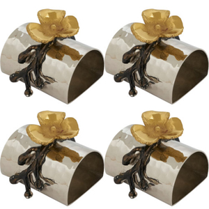 Meilleure vente Design décoratif fait à la main en laiton fleur d'or métal moderne porte-anneau de serviette pour décoration de table de mariage - Product Image 1