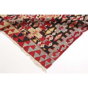 Tapis turc, grand tapis vintage 5,7x11,4 pieds, tapis oriental en laine rouge et gris - Product Image 5