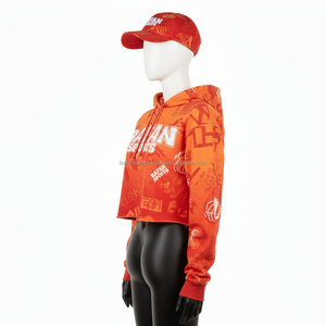 Sudadera Corta para Mujer, Premium, 280GSM, Mezcla de Poliéster Suave, Color Naranja Brillante, Estampado Completo con Diseño de Logotipo Personalizado por Transferencia de Calor - Product Image 4