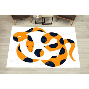 Alfombra con diseño de calavera de serpiente, alfombra naranja, alfombra estampada, diseño moderno, alfombra fina no tejida - Product Image 4