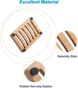 Bamboo Soap Dish Wooden Holder 2 Pack for <b>Bar</b> Wooden soap Tray Kitchen Tray Self Draining - Product Image 3