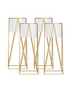 Juego de 4 Macetas de Hierro de Alta Calidad con Soporte, Estilo Clásico, Color Personalizado para Decoración de Interiores del Hogar y Viveros - Blanco Royal - Product Image 1