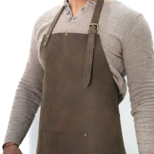 Tablier d'atelier de restaurants de travail en cuir de haute qualité avec poches en cuir tablier de cuisine barbier barbecue - Product Image 1