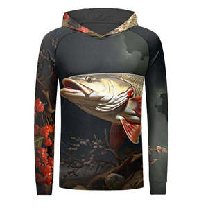 Sudadera con capucha de pesca de secado rápido con protección solar UPF50 + para hombre, camisa de poliéster de manga larga con estampado de sublimación, conjuntos transpirables - Product Image 4