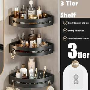 Box doccia a prezzi accessibili senza Punch, Organizer da bagno in plastica autoadesivo con Design a prova di ruggine - Product Image 1