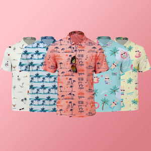 Hombres de alto rendimiento para Polos con estampado de sublimación Floral de árbol de coco fresco Venta caliente para fiesta en la playa de vacaciones - Product Image 1