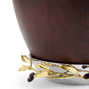 Meilleur bol de service à dessert en bois design avec base en métal Vaisselle de forme ronde de qualité supérieure Bol de service alimentaire fabriqué en Inde - Product Image 3