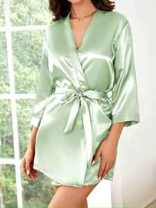 Bata de Baño de Seda de Lujo Premium, Bata Larga Personalizada para Mujer, Bata de Satén de Lujo, Ropa Casual para el Hogar y el Baño, Logotipo Personalizado Disponible - Product Image 4