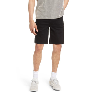 BP. Shorts in denim vintage streetwear slim fit con ricami, effetto distressed, vita media/bassa/alta, orlo grezzo, neri, traspiranti, leggermente lavati - Product Image 1