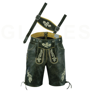 Authentique short bavarois pour homme Vêtements traditionnels allemands avec ceinture ou bretelles brodées classiques et détails - Product Image 1