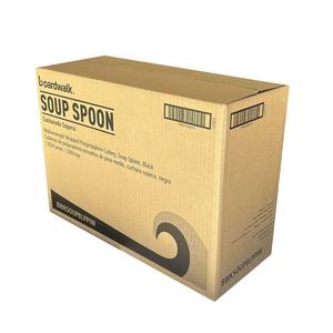 Boardwalk Mediumweight <b>Black</b> Disposable Soup Spoon <b>Wrapped</b> Polypropylene Plastic 1000/Carton - Product Image 3