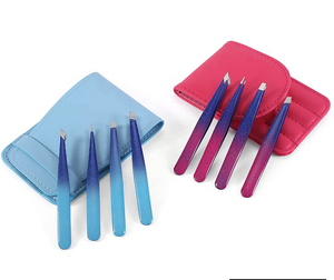 Juego de Pinzas para Cejas y Pestañas de Acero Inoxidable Multicolor con Punta de Fibra 90, 4 Piezas, Tijeras, Kit de Belleza Profesional, CE - Product Image 3