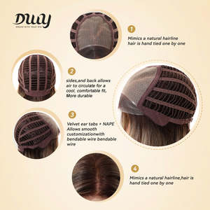 Rachel-DWY Women's 18-Inch Glueless Synthetic <b>Wig</b> with Free Part Collarbone Length Wavy <b>Brown</b> Lace Front for Autumn Outfits - Product Image 6