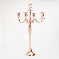 Candélabre en métal rose doré de luxe, fait main, support de bougie lumineux, pour la maison et les mariages, dernier design, taille personnalisée