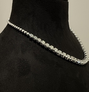 Collier tennis pour femme en or massif avec diamants ronds brillants naturels, 14K 18K, ligne simple, certifié par un tiers - Product Image 4