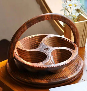 Cesta plegable con forma, cesta plegable para frutas y tabla de cortar, frutero de madera de bambú - Product Image 2