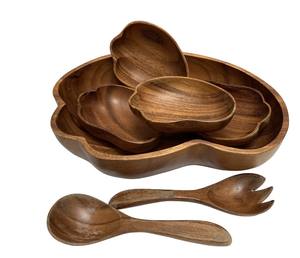 Mayorista Fabricación al por mayor Cuenco de madera de acacia para servir ensalada Cuenco para mezclar frutas personalizar ODM hecho en Vietnam - Product Image 1