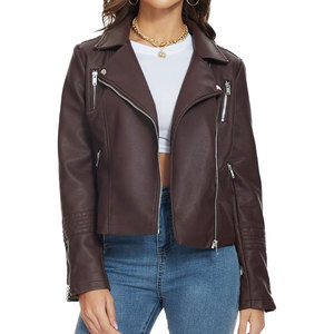 Chaqueta de cuero de mujer teñida Lisa precios al por mayor chaquetas de cuero de mujer recién llegadas MOQ bajo a la venta - Product Image 1