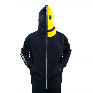 OEM Hommes Casual Solid Color Fleece Hoodie Meilleur Vente en gros Basic Full Zipper Drawstring Loose Fit avec Hooded Collar - Product Image 1