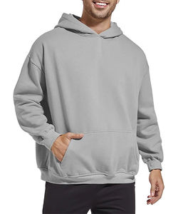 Sudaderas con Capucha de Forro Polar para Hombre, Suéter de Algodón, Estilo Corto, Sudadera con Capucha, Color Sólido, Manga Larga, Holgada, Estilo Urbano - Product Image 1