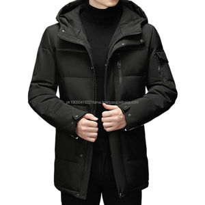 Personalizado hombres invierno cálido poliéster a prueba de viento de longitud media abajo Abrigo con capucha 2025 abajo hombres ropa chaqueta acolchada - Product Image 1