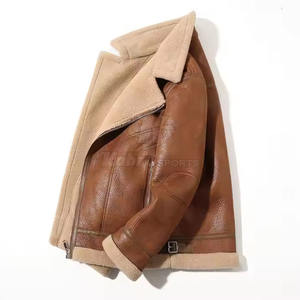 Veste en cuir de mouton design personnalisé Veste en cuir de mouton d'hiver pour hommes Fabricant fournisseur - Product Image 3