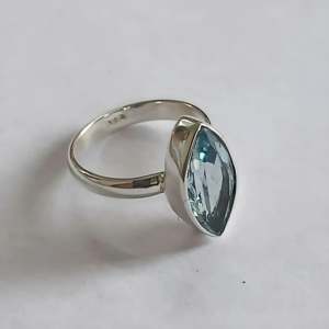 Navya Craft's Handcrafted Sterling Silver <b>Ring</b> Blue Topaz Marquise Bezel Set <b>Statement</b> Jewelry for Women High Gift for Her - Product Image 5