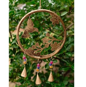 Lotus Shape Iron Black <b>Wind</b> <b>Chimes</b> Multi-Color Beads on Gold Metal Hanging Bells <b>for</b> Outdoor Home <b>Garden</b> Decor - Product Image 4