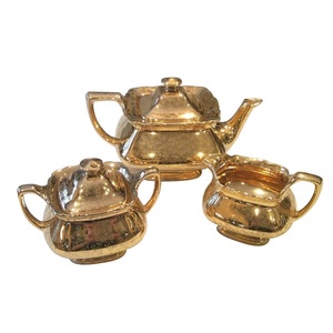 ชุดกาน้ำชาทองเหลืองดีไซน์โค้งสำหรับตกแต่งบนโต๊ะชุดกาน้ำชา - Product Image 2