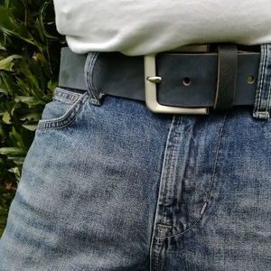 เข็มขัดหนังแท้สำหรับผู้ชายทำด้วยมือพร้อมตะเข็บแข็งแรงเข็มขัดหนังแท้สำหรับผู้ชายเข็มขัดหนังยีนส์ - Product Image 1