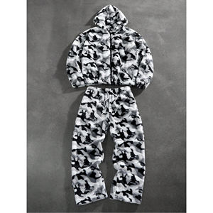 Conjunto Deportivo Unisex de 2 Piezas, Sudadera con Capucha y Pantalones Deportivos, Estampado o Liso, Tallas Grandes, Informal, para Invierno, con Cierre, Ligero y Transpirable - Product Image 1