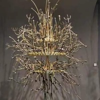 Lampadaire moderne de luxe pour hôtel et villa en verre sur mesure en forme de branche avec source de lumière LED Ingénierie non standard