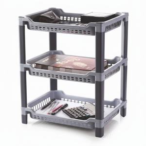 Grand étagère en plastique multi-usages, 3 niveaux, portable, haute qualité, finition brillante, autoportante, assemblage requis, résistant à la rouille - Product Image 2