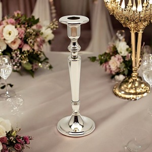 European Elegant Electroplated Silver <b>Candle</b> Holder Luxury Brass Taper Candlestick Holders for Wedding - Product Image 6