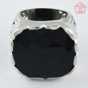 Vente en gros de bijoux en argent sterling 925 Bague en argent onyx populaire pour mariages et fiançailles Accent de pierres précieuses noires - Product Image 3