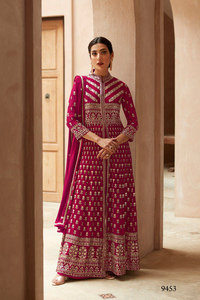 Nouveau dernier concepteur exclusif Georgette brodé semi-cousu nouveau style Sal War Suit Collection pour la vente en ligne - Product Image 3