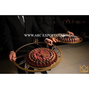 Lot de 3 bols de service à chocolat en laiton massif plaqué or antique pour fête d'anniversaire à la maison - Product Image 5