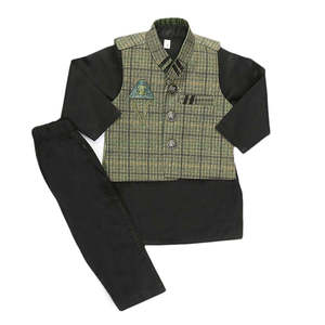Traje Shalwar con Chaleco para Niños - Verde Oliva - Product Image 4