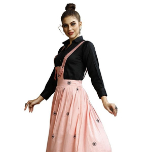 เสื้อเชิ้ตลำลองผู้หญิงพร้อมกระโปรง,เสื้อผ้าแฟนซีสำหรับผู้หญิงสวมใส่ประจำวันเนื้อผ้าฝ้าย - Product Image 1