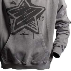 <b>Grey</b> Graphic Pullover Hoodie for <b>Men</b> Heavyweight Cotton Fleece Kangaroo Pocket Hooded <b>Sweatshirt</b> Casual Streetwear - Product Image 4