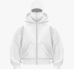 Nouveauté : Hoodie Balaclava sur mesure en molleton 100% coton, style oversize à épaules tombantes, avec poche, streetwear, fermeture éclair, motifs unis - Product Image 4